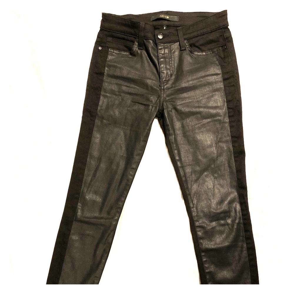 Joe’s Black Coated Panel Skinny Jeans